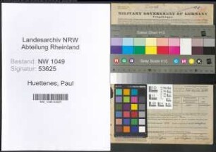 Entnazifizierung Paul Huettenes , geb. 22.09.1896 (Bahnschaffner)