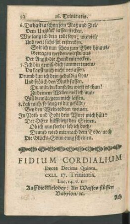 Fidium Cordialium Decas Decima Quinta. CXLI. - CL.