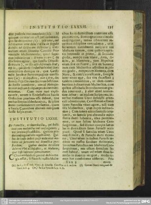 Institutio LXXXII. De Parochis, ac Sacerdotibus, qui habitant cum mulieribus vel consanguineis, vel servitio sibi addictis