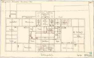 Fischer, Theodor; München - Westend, Bergmannstr.; Ledigenheim - Vorentwurf (Grundriss Keller)