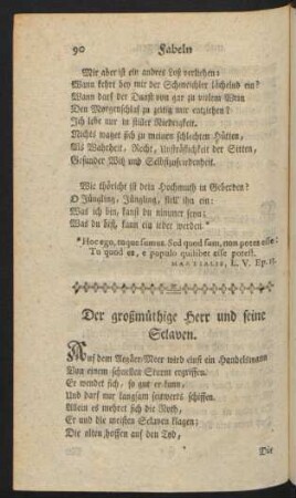 Der großmüthige Herr und seine Sclaven