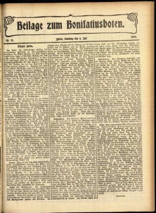 Zweite Ausgabe vom Sonntag, den 04. Juli 1909.