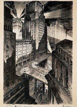 Metropolis. Modellaufnahme. Entwurf: Otto Hunte.
