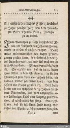 44. Ein auserordentliches Fasten, welches 50 Jahre gewährt hat