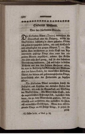 Siebenter Abschnitt. Von den stärkenden Mitteln.