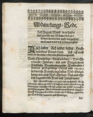 Abdanckungs-Rede.