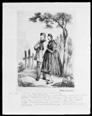 Oberhessische Bauerntrachten für den Verein für hessische Geschichte und Landeskunde — Paar aus Ockershausen, Folio 1