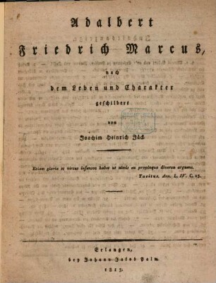 Adalbert Friedrich Marcus : nach dem Leben und Charakter geschildert