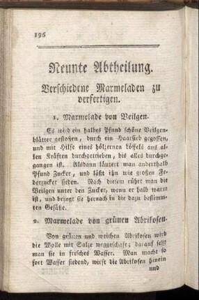 Neunte Abtheilung. Verschiedene Marmeladen zu verfertigen.