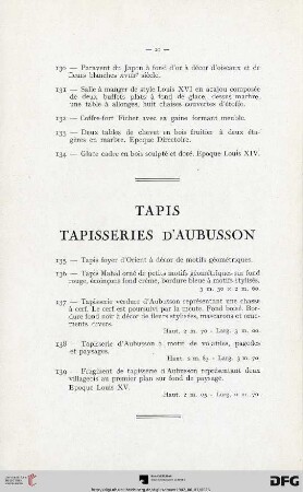 Tapis - Tapisseries d'aubusson (Nr. 135-139)