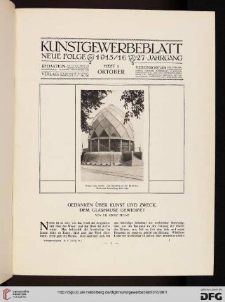 Gedanken über Kunst und Zweck, dem Glashause gewidmet