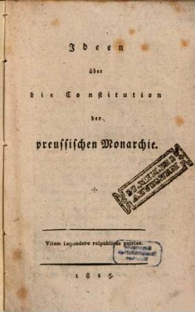 Ideen über die Constitution der preußischen Monarchie