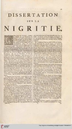 Dissertation sur la Nigritie