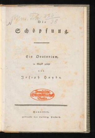 Die Schöpfung : Ein Oratorium