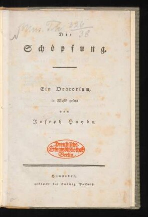 Die Schöpfung : Ein Oratorium