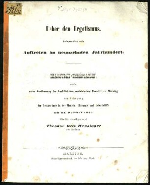 Über den Ergotismus, insbesondere sein Auftreten im neunzehnten Jahrhundert : Inaug.-Diss.