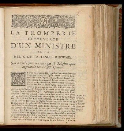 6.) F. La Tromperie découverte d´un Ministere de la religion pretenduё reformee.