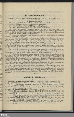 V. Vereins-Bibliothek