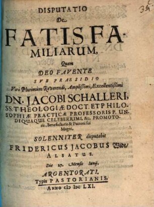 Disp. de fatis familiarum