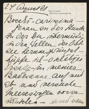 Brief von Alice Bernoulli an Margarete Hauptmann