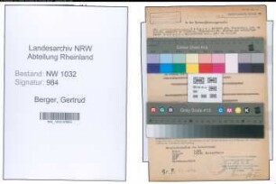 Entnazifizierung Gertrud Berger , geb. 09.05.1907 ()