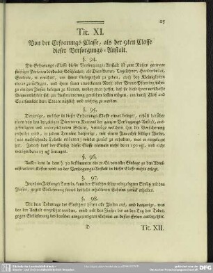 Tit. XI. Von der Ersparungs-Classe, als der 9ten Classe dieser Versorgungs-Anstalt