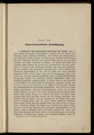 Erster Teil. Historisch-kritisch Grundlegung.
