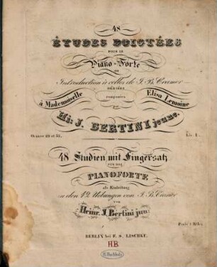 48 Etudes doigtées pour le piano-forte : introduction à celles de J. B. Cramer ; oeuvre 29 et 32, 1