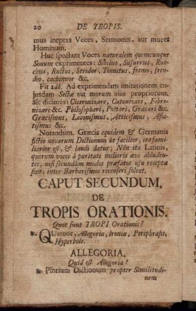 Caput Secundum. De Tropis Orationis.