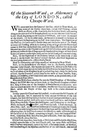 Of the Sixteenth Ward, or Aldermanry of the City of London, called Cheape-Ward