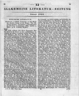 Köllner, W. H. D. E.: Commentar zu dem Briefe des Apostels Paulus an die Römer. Darmstadt: Diehl 1834