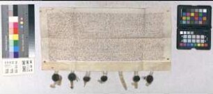 Bischof Wilhelm ernennt Cord Rebock zu einem "ungerekeden" Amtmann der Burg und Stadt Schwalenberg. Bürgen: Hartung van Vrenken, Albert van Harthusen, Fredrik van Driborch, Reynike van der Lippe, Johann van Oynhusen, Johanns Sohn, und Henrik van Oynhusen (Mit dem Revers des Cord Rebock, Hartung van Vrenken, Albert van Harthusen, Fredrik van Driborch, Reynike van der Lippe, Johann van Oynhusen, Johanns Sohn, und Henrik van Oynhusen).