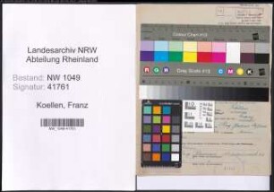 Entnazifizierung Franz Koellen , geb. 04.10.1897 (Schlosser)