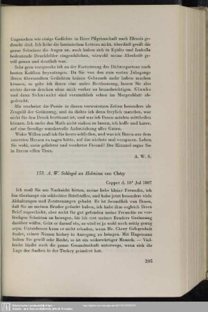 August Wilhelm von Schlegel an Helmina von Chézy, Coppet, 10.07.1807
