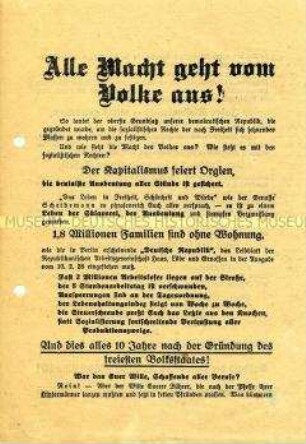 Propagandaflugblatt der NSDAP zur Reichstagswahl 1928