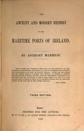 The ancient and modern history of the maritime ports of Ireland