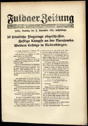 Ausgabe vom Samstag, den 11. November 1916.