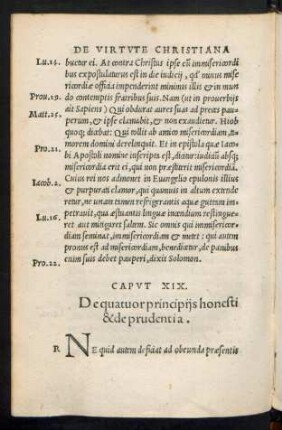 Caput XIX. De quatuor principiis honesti & de prudentia.