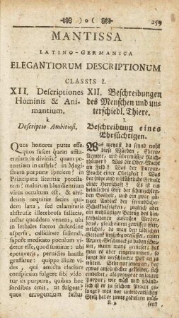 Mantissa Latino-Germanica. Elegantiorum Descriptionum.
