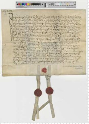 Testament der Bürgerin Alheit Sackes, besiegelt durch die Ratsmannen Did. Wulsche und Leonardt Elver.