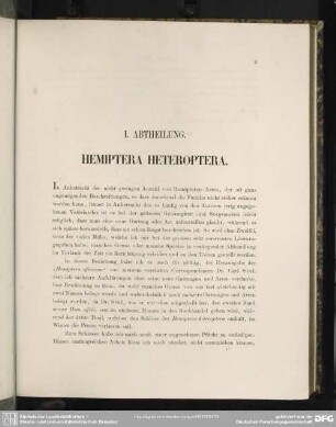 I. Abtheilung. Hemiptera Heteroptera