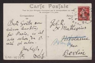 Schreiben an Hermann Muthesius (Postkarte)