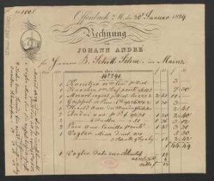 Rechnung von Johann André
