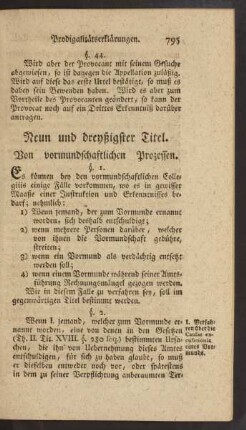 Neun und dreyßigster Titel