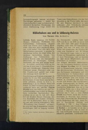 Bibliothekare aus und in Schleswig-Holstein