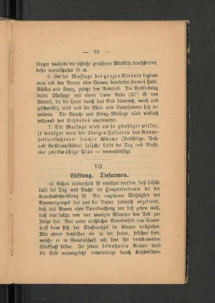 VII. Lüftung. Tiefatmen.
