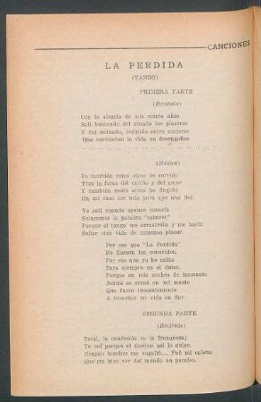 La perdida : (Tango)