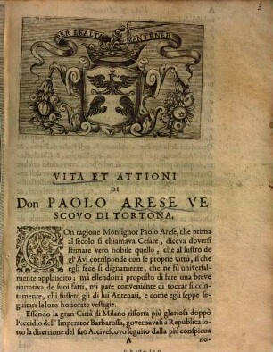 Vita et attioni di Don Paolo Areso, Vescovo di Tortona