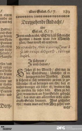 Dreyzehende Andacht / über Galat. 6 / 7.