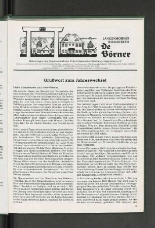 Grußwort zum Jahreswechsel